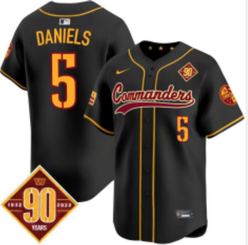 Men 2025 Nike Washington Commanders #5 Daniels Black 3th generation Joint Name Limited NFL Jersey 002